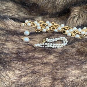 Gold and Pearl Bracelet Set